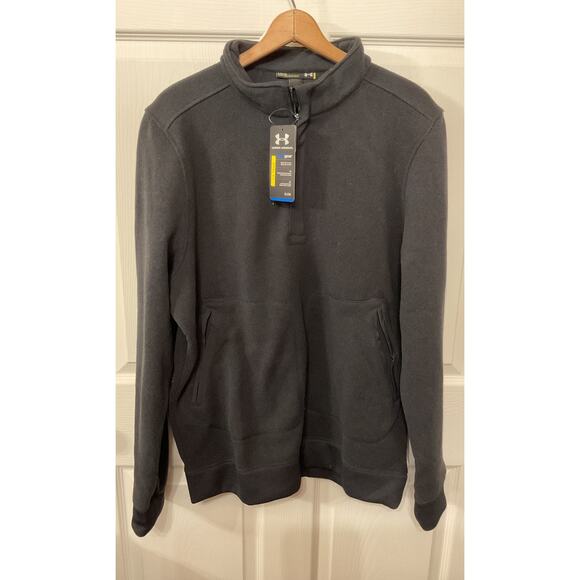 NWT Under Armour Loose Fit Cold Gear Men's Charcoal 1/4 Zip Pullover, L - Picture 1 of 8